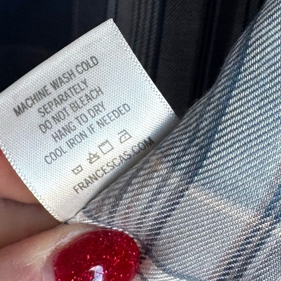 Blue Rain Francesca’s Large‎ Blue Plaid Button Down Cotton Western Boho - Picture 5 of 10